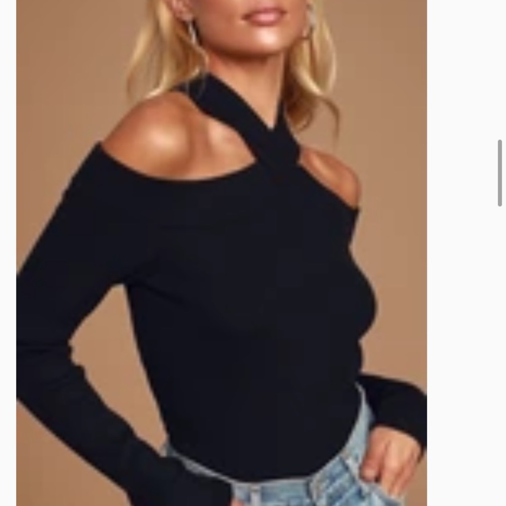 Cold-Shoulder Black Sweater
